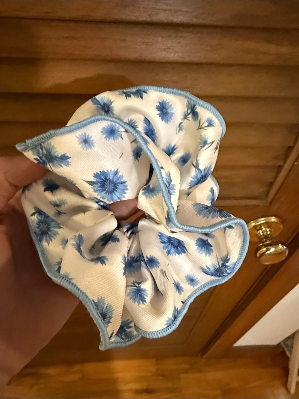 Kids Floral Hair Scrunchie Duo — Blue & Pink
